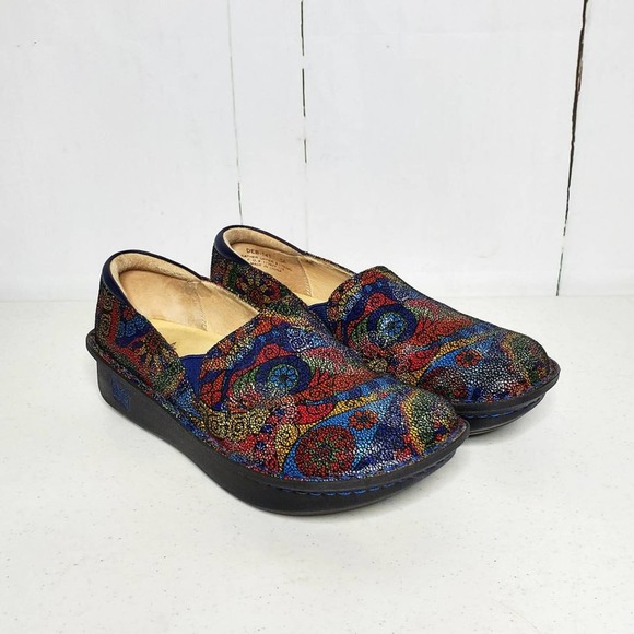 Alegria Debra Psych Fest Leather Wedge Heel Professional Clogs 38 - Picture 10 of 10